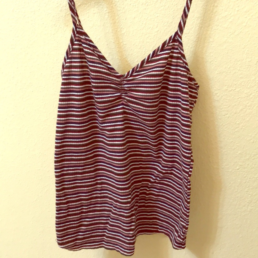 Poof brand semi-ribbed v-neck tank top.